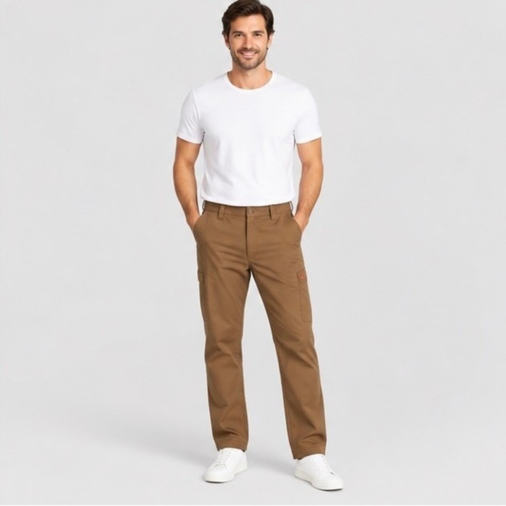 The American Outdoorsman Mens 34x30 Brown Hiking Pants Utility Gorpcore Stretch